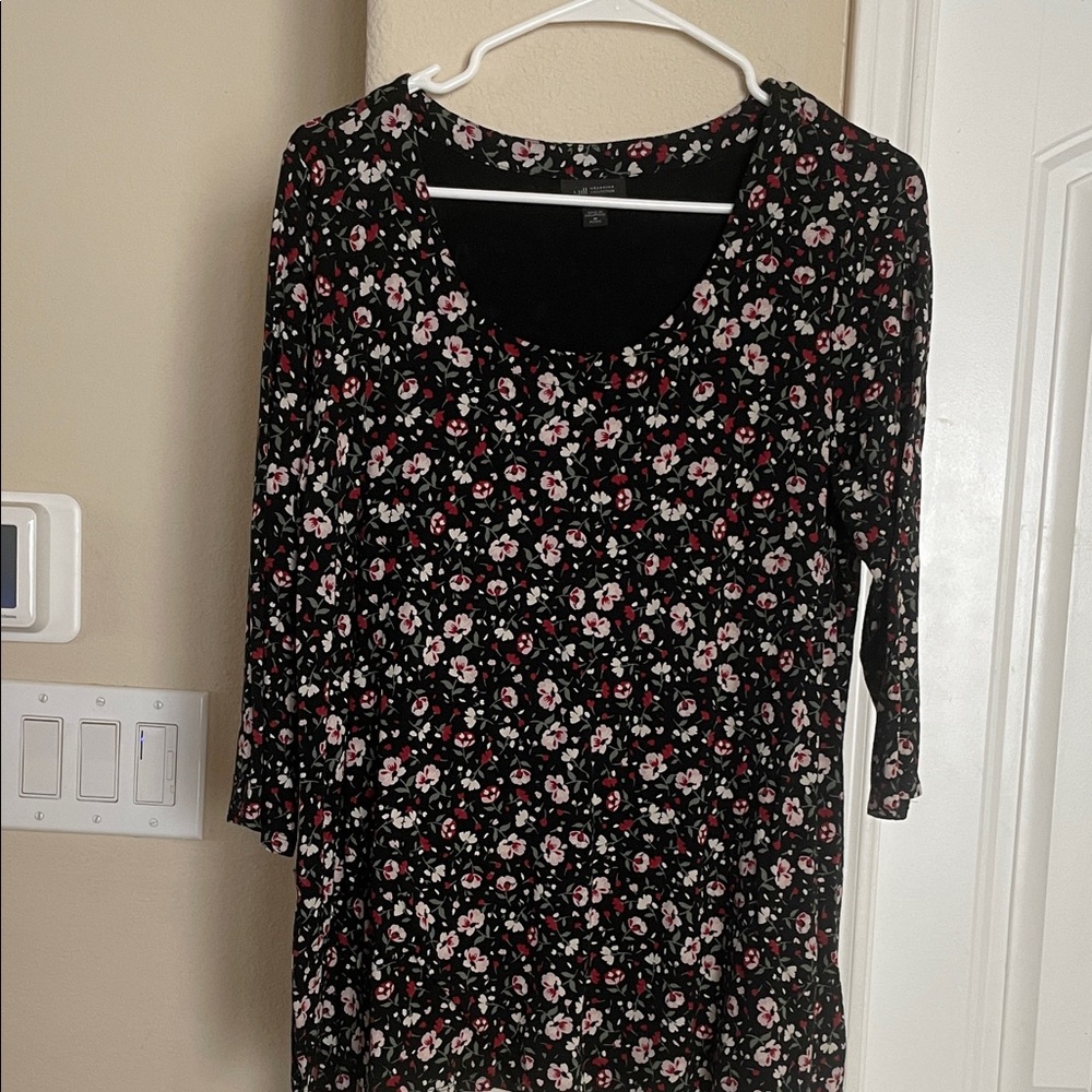 J. Jill Black and Pink Floral Blouse